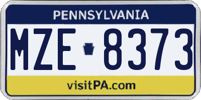 PA license plate MZE8373