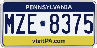 PA license plate MZE8375