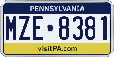 PA license plate MZE8381