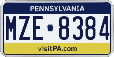 PA license plate MZE8384