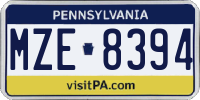 PA license plate MZE8394