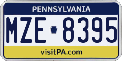 PA license plate MZE8395