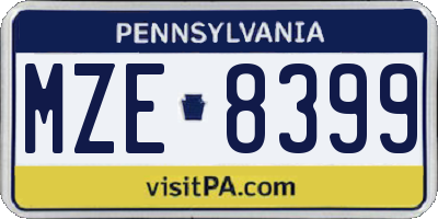 PA license plate MZE8399