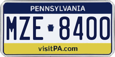 PA license plate MZE8400