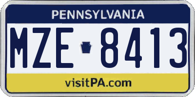 PA license plate MZE8413