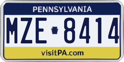 PA license plate MZE8414