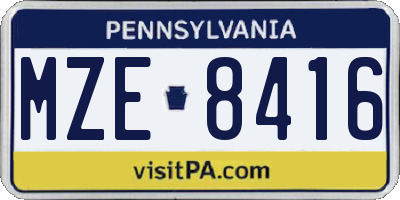 PA license plate MZE8416