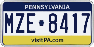 PA license plate MZE8417