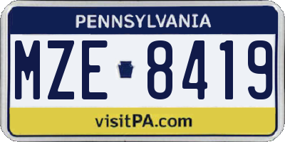 PA license plate MZE8419