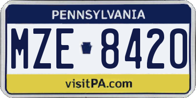 PA license plate MZE8420