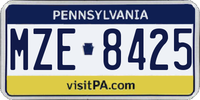PA license plate MZE8425