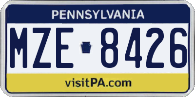 PA license plate MZE8426