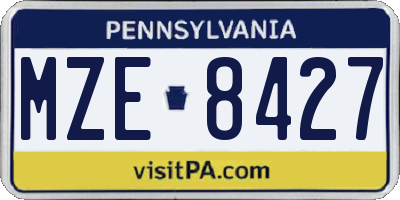 PA license plate MZE8427