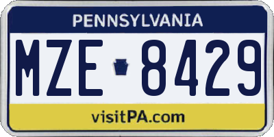 PA license plate MZE8429