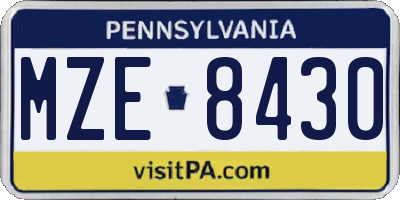 PA license plate MZE8430