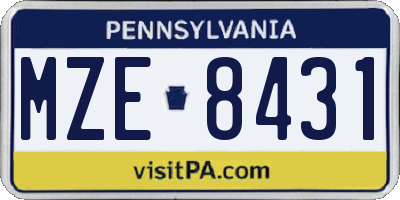 PA license plate MZE8431
