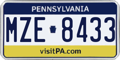 PA license plate MZE8433