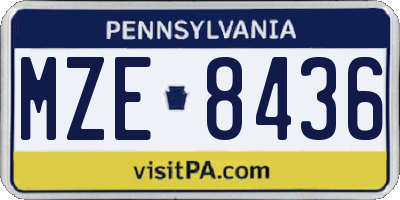 PA license plate MZE8436