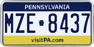 PA license plate MZE8437