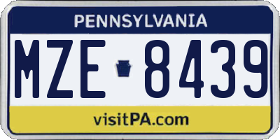 PA license plate MZE8439
