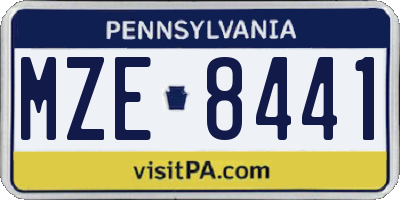 PA license plate MZE8441