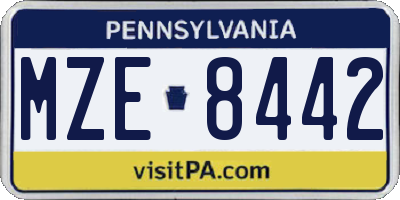 PA license plate MZE8442