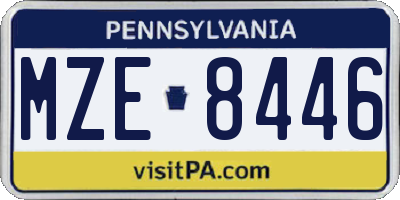 PA license plate MZE8446