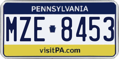 PA license plate MZE8453