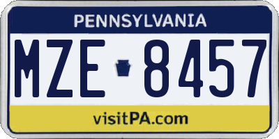PA license plate MZE8457