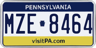 PA license plate MZE8464