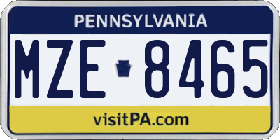 PA license plate MZE8465