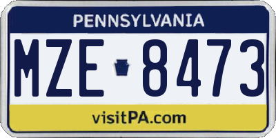 PA license plate MZE8473