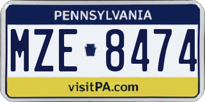 PA license plate MZE8474
