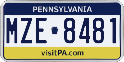 PA license plate MZE8481