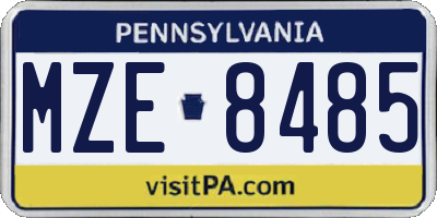 PA license plate MZE8485