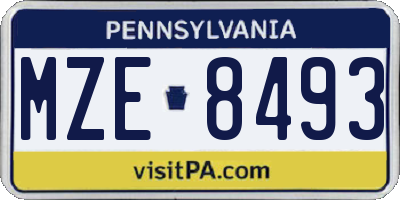 PA license plate MZE8493