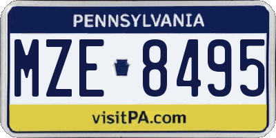PA license plate MZE8495