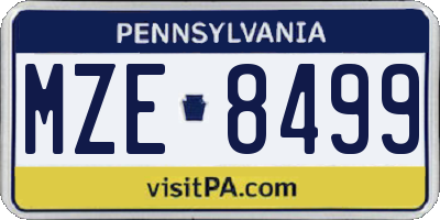 PA license plate MZE8499