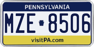 PA license plate MZE8506