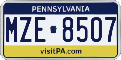PA license plate MZE8507