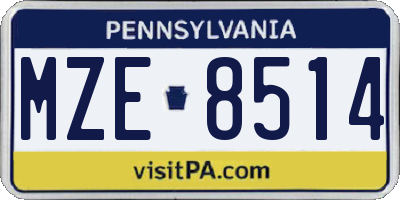PA license plate MZE8514