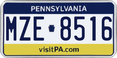 PA license plate MZE8516