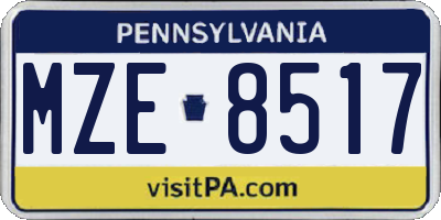 PA license plate MZE8517