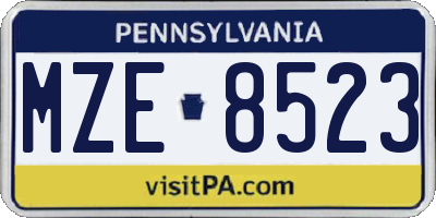 PA license plate MZE8523