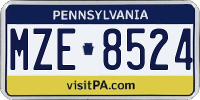 PA license plate MZE8524