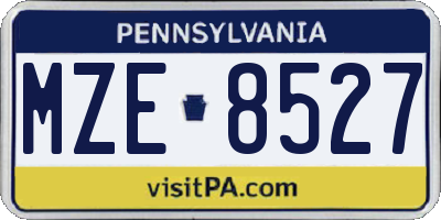 PA license plate MZE8527