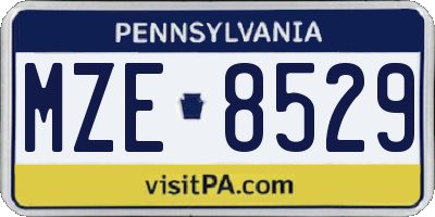 PA license plate MZE8529