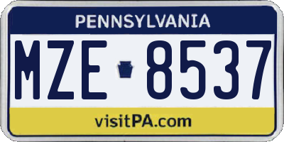PA license plate MZE8537