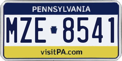 PA license plate MZE8541