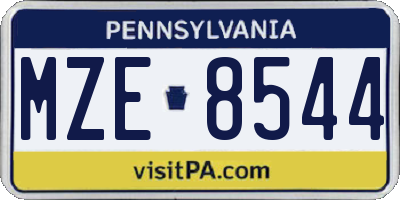PA license plate MZE8544